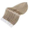 Picture of Full Shine Tape in Remy Hair Extension Color 18 Ash Blonde Highlighted 613 Bleach Blonde Hair Extensions Tape ins 14 Inch Double Sided Skin Weft Tape in Hair Extensions 50g