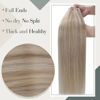 Picture of LAAVOO Blonde Micro Beads Human Hair Extensions 20 inch Dark Ash Blonde Highlight Light Blonde Micro Loop Ring Hair Extensions Brazilian Micro Nano Link Hair Extensions 50g/50s