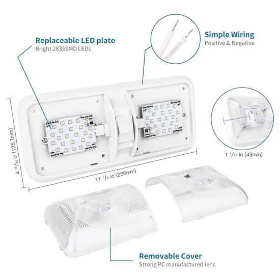 GetUSCart- RVZONE 12V Led RV Ceiling 1000 Lumen Double Dome Light | RV ...