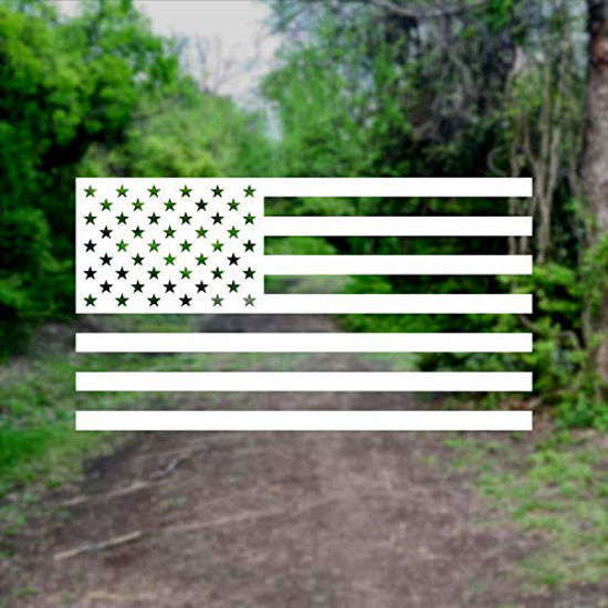 Picture of American US Flag [Pick Color/Size] Vinyl Decal Sticker for Laptop/Car/Truck/Window/Bumper (10in x 5.5in, White)