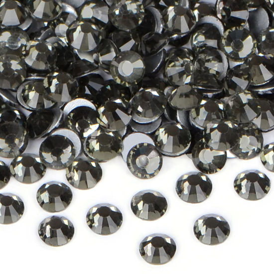 Picture of 1440PCS Art Nail Rhinestones non Hotfix Glue Fix Round Crystals Glass Flatback for DIY Jewelry Making with one Picking Pen (ss12 1440pcs, Black Diamond)