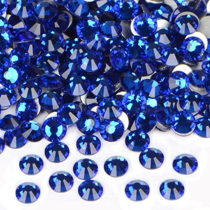 Picture of 1440PCS Art Nail Rhinestones non Hotfix Glue Fix Round Crystals Glass Flatback for DIY Jewelry Making with one Picking Pen (ss12 1440pcs, Sapphire)