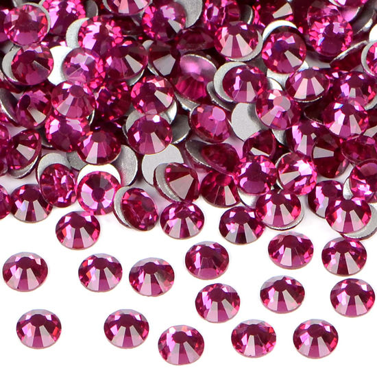 Picture of 2880PCS Art Nail Rhinestones non Hotfix Glue Fix Round Crystals Glass Flatback for DIY Jewelry Making with one Picking Pen (ss10 2880pcs, Rose)