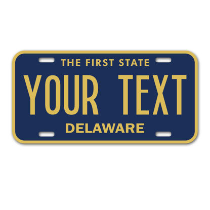 Picture of InkMyPlate Personalized Delaware Car License Plate | 12x6 Inch | Select from All 50 States | 3 Sizes | Custom Delaware Plate for Front Car Bumper | Personalized Car Tags | USA Thick .040 Aluminum