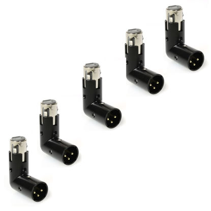 Picture of LyxPro XLR Angle Adapter Dual Male and Female can be positioned to 4 different angles Right Left and 90 degree great for mixers that interfere with other applications - 5 Pack