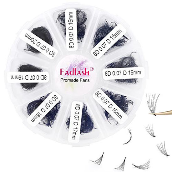 Picture of Premade Fans Eyelash Extensions 1000pcs Promades Eyelash Volume Lash Extensions Pointed Base Loose Fans Premade Lash Extensions Fans Handmade Pre Made Volume Lashes Mix (8D-0.07C, 15-20mm)