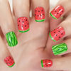 Picture of Watermelon Paint Green Red Cute Pattern False Nails Square Short Summer Fresh Fruit Daily Squoval Press On Nails Manicure Salon DIY Gel Polish 24 pcs/kit