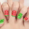 Picture of Watermelon Paint Green Red Cute Pattern False Nails Square Short Summer Fresh Fruit Daily Squoval Press On Nails Manicure Salon DIY Gel Polish 24 pcs/kit