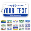 Picture of InkMyPlate Personalized Michigan Blue Small License Plate | Motorcycle 7x4 in | 3 Sizes | Custom License Plates for Kids Bicycles | Power Wheels | Wagons | ATV | USA Thick .040 Aluminum