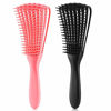 Picture of Detangling Brush for Afro America/African Hair Textured 3a to 4c Kinky Wavy/Curly/Coily/Wet/Dry/Oil/Thick/Long Hair, Knots Detangler Scalp Massage Comb Hair Detangler for Women (2 pcs, Pink-Black)