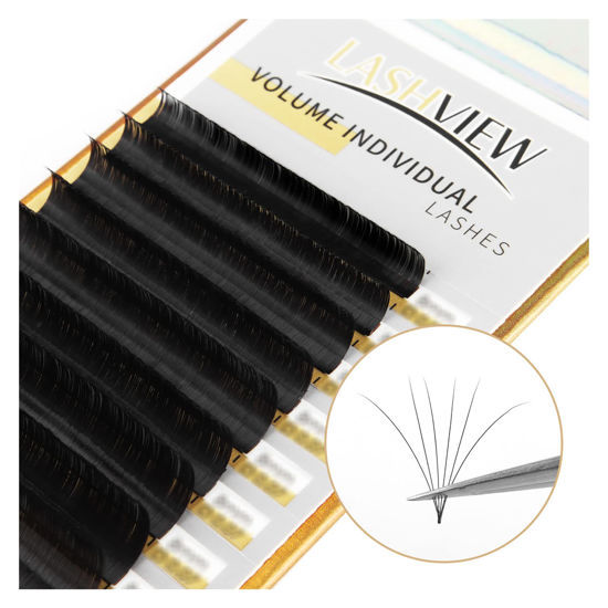 Picture of LASHVIEW Volume Lashes C Curl 0.03mm Thickness 12mm Eyelash Extension Faux Lashes Soft Individual Semi-Permanent Eyelash For Professional Salon Use