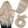 Picture of Moresoo Blonde Tape in Hair Extensions Human Hair 12 Inch Tape in Real Hair Extensions 40 Pieces #18 Ash Blonde with #613 Bleach Blonde Glue on Hair Short 60g Silky Soft Hair