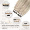 Picture of Moresoo Blonde Tape in Hair Extensions Human Hair 12 Inch Tape in Real Hair Extensions 40 Pieces #18 Ash Blonde with #613 Bleach Blonde Glue on Hair Short 60g Silky Soft Hair