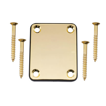 Picture of Musiclily 4 Holes Metal Guitar Neck Plate for Fender Strat Tele Guitar or Bass,Gold