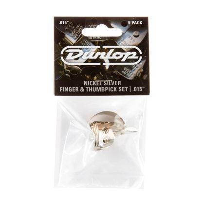 Picture of Dunlop 33P.015 Nickel Silver Finger & Thumbpicks, .015", 5/Player's Pack