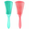 Picture of Detangling Brush for Afro America/African Hair Textured 3a to 4c Kinky Wavy/Curly/Coily/Wet/Dry/Oil/Thick/Long Hair, Knots Detangler Scalp Massage Comb Hair Detangler for Women (2 pcs, Green-Pink)