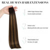 Picture of Tape in Hair Extensions Human Hair, Natural Black to Chestnut Brown 12 Inch 40g 20pcs, DOORES Hair Extensions Tape in Human Hair Remy Straight Hair Extensions for Women