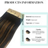 Picture of Tape in Hair Extensions Human Hair, Natural Black to Chestnut Brown 12 Inch 40g 20pcs, DOORES Hair Extensions Tape in Human Hair Remy Straight Hair Extensions for Women