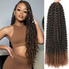 Picture of Passion Twist Hair Brown 24 Inch 8 Packs Passion Twist Crochet Hair For Black Women Water Wave Braiding Hair Curly Long Spring Twist Hair Synthetic Hair Extension (24 Inch (Pack of 8), T30)