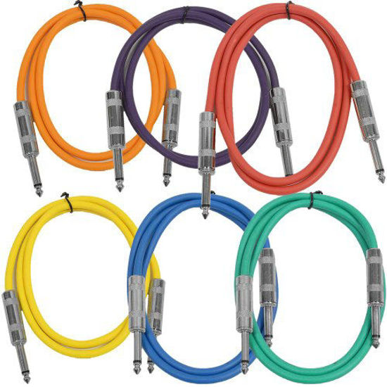 Picture of Seismic Audio SASTSX-3BGORYP 3-Feet TS 1/4-Inch Guitar, Instrument, or Patch Cable, Colored