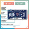 Picture of InkMyPlate Personalized Tennessee Blue Car License Plate | 12x6 Inch | Select from All 50 States | 3 Sizes | Custom Plate for Front Car Bumper | Personalized Car Tags | USA Thick .040 Aluminum