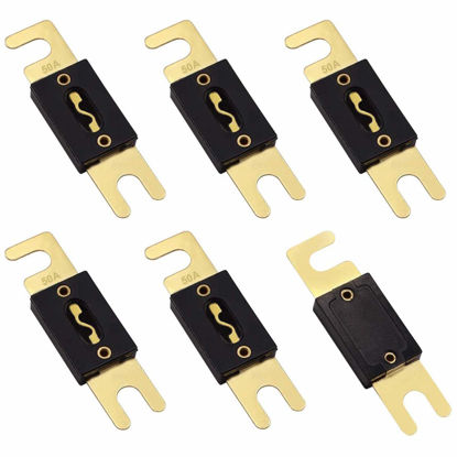 Picture of smseace 6pcs 50A Gold Plated ANL Fuse Protect Controller Used for inverters and car Audio and Other high Current Applications ANL-50A