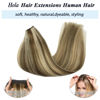 Picture of GOO GOO Hair Extensions Real Human Hair 18 Inch 95g Medium Brown Highlighted Golden Blonde Extensions Real Human Hair Extensions Straight Invisible Line Extensions Remy Hair