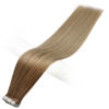 Picture of Full Shine Tape Human Hair Extensions 50g 20pcs Seamless Tape ins Extensions 14 Inch Golden Brown to Dark Blonde Balayage Hair Extensions Tape in Glue in Extensions,10/14