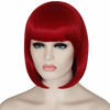 Picture of Bopocoko Short Red Wigs for Women, 12'' Red Bob Hair Wig with Bangs, Natural Fashion Synthetic Full Wig, Cute Colored Wigs for Daily Party Cosplay Halloween BU151R