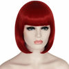 Picture of Bopocoko Short Red Wigs for Women, 12'' Red Bob Hair Wig with Bangs, Natural Fashion Synthetic Full Wig, Cute Colored Wigs for Daily Party Cosplay Halloween BU151R