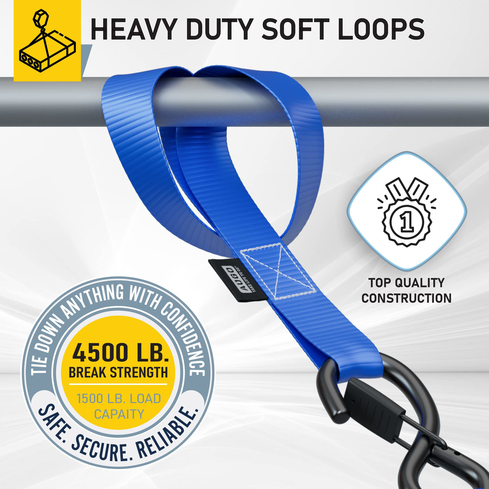 Getuscart Soft Loop Tie Down Straps 1500 Load Capacity And 4500 Lbs Breaking Strength 6