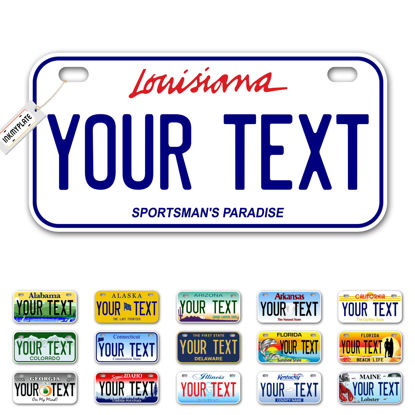 Picture of InkMyPlate Personalized Louisiana Small License Plate | Bike 6x3 inch | Select from All 50 States | 3 Sizes | Custom License Plates for Kids Bicycles | Power Wheels | USA Thick .040 Aluminum