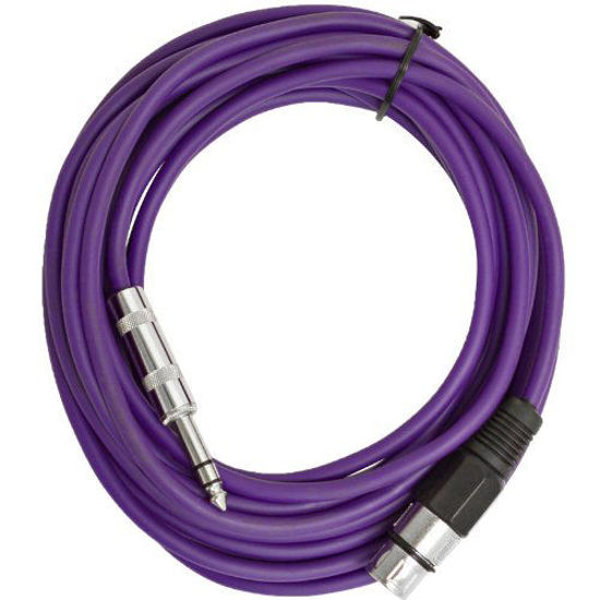 Picture of Seismic Audio - SATRXL-F25Purple - 25 Foot Purple XLR Female to 1/4 Inch TRS Patch Cable Snake Cords - Balanced