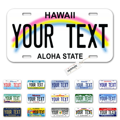 Picture of InkMyPlate Personalized Hawaii Car License Plate | 12x6 Inch | Select from All 50 States | 3 Sizes | Custom Plate for Front Car Bumper | Personalized Car Tags | USA Thick .040 Aluminum