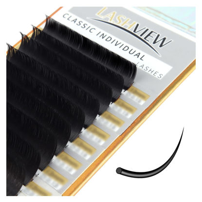 Picture of LASHVIEW Semi-Permanent Eyelash Extensions C Curl 10mm 0.20 Thickness Silk Fake Natural Thick Lashes Individual Eyelashes Silk lashes (Salon Use)