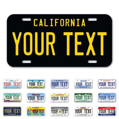 Picture of InkMyPlate Personalized California Black Car License Plate | 12x6 Inch | Select from All 50 States | 3 Sizes | Custom Plate for Front Car Bumper | Personalized Car Tags | USA Thick .040 Aluminum