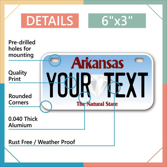 GetUSCart- InkMyPlate Personalized Arkansas Small License Plate | Bike ...