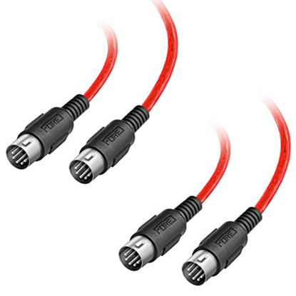 Picture of FORE 1.6 Feet 2-Pack Male to Male 5-Pin DIN MIDI Cable Compatible with MIDI Keyboard/Synthesizer/Guitar Multi Effects/Audio Interface/Audio Mixer/Auido Amplifier/External Sound Card/Red