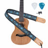 Picture of Ukulele Strap, Eyeshot Hawaiian Jacquard Blue Flower Ukelele Shoulder Strap, Suitable for Soprano Concert Tenor Baritone String Instruments