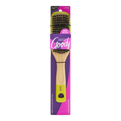 Picture of Goody Wood Styler Brush - Natural Boar Bristles Smooth and Add Shine - Fights Frizz and Static - Premium Wood Design - Pain-Free Hair Accessories for All Hair Types - for Men, Women, Boys, & Girls