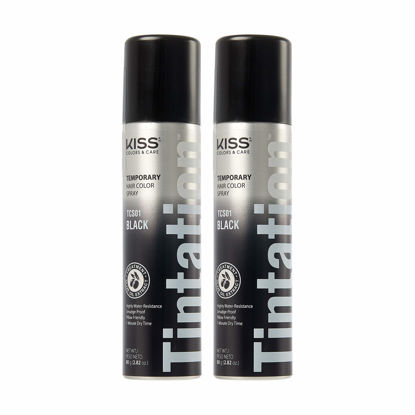 Picture of Kiss Root Cover Up Gray Concealer Spray Tintation Temporary Hair Color Spray Root Touch Up Spray Hair Dye 2.82 oz. 2 PACK (Black)