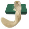 Picture of GOO GOO Clip in Hair Extensions Ombre Ash Blonde to Golden Blonde and Platinum Blonde Remy Human Hair Extensions Clip in Real Natural Hair Extensions Straight Thick 120g 14 Inch