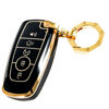 Picture of for Ford Key Fob Cover Car Key Case Shell with Gold Keychain fit Ford Fusion F150 F250 F350 F450 F550 Edge Explorer Escape Mustang 2015-2022(Black)