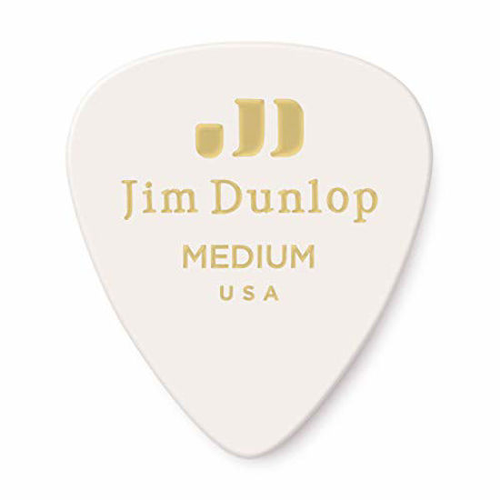 Picture of Dunlop 483P01MD Genuine Celluloid, White, Medium, 12/Player's Pack