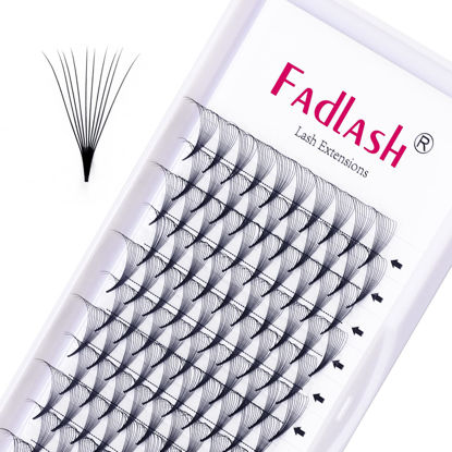 Picture of Volume Lash Extensions 0.07 D Curl 10D Premade Fans Eyelash Extensions 14mm Premade Lash Fans Pointed Base Middle Stem Premade Lash Extensions Fans Russian Volume Lash (10D-0.07D, 14mm)