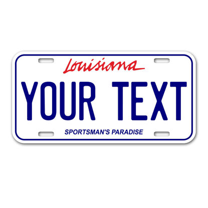 Picture of InkMyPlate Personalized Louisiana Car License Plate | 12x6 Inch | Select from All 50 States | 3 Sizes | Custom Plate for Front Car Bumper | Personalized Car Tags | USA Thick .040 Aluminum