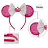 Picture of Eisyaa Mouse Ears Bow Headbands, Sequin Minnie Ears Headband Glitter Party Princess Decoration Cosplay Costume (Rose-Red Crown)