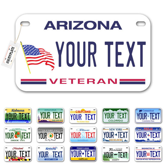 Picture of InkMyPlate Personalized Arizona Vet Small License Plate | Motorcycle 7x4 in | 3 Sizes | Custom License Plates for Kids Bicycles | Power Wheels | Wagons | ATV | USA Thick .040 Aluminum