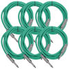 Picture of Seismic Audio SASTSX-10Green-6PK 10-Feet TS 1/4-Inch Guitar, Instrument, or Patch Cable, Green