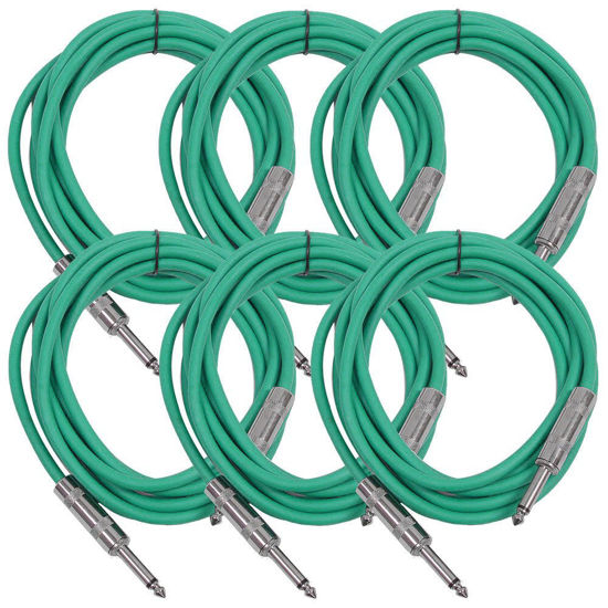 Picture of Seismic Audio SASTSX-10Green-6PK 10-Feet TS 1/4-Inch Guitar, Instrument, or Patch Cable, Green